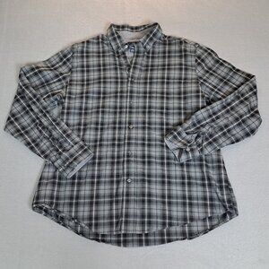 George Mens Classic Fit Gray Plaid Long Sleeve Button Down Shirt XL